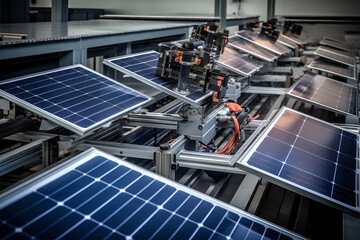 Wall Mural - production of solar panels. alternative energy sources.generated by ai.  Generative AI