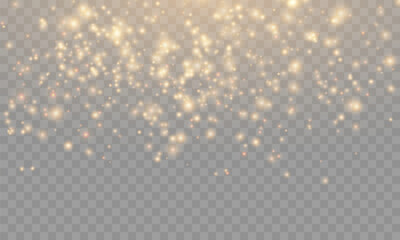 Shimmering Dust. Bokeh Lights. Festive Designs.White png dust light. Bokeh light lights effect background. Christmas background of shining dust. Christmas glowing light confetti and spark overlay