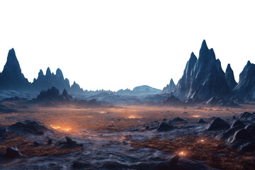 barren alien planet surface landscape. transparent png