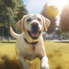 Wall Mural - dog with ball