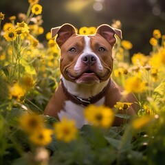 Poster - Serene American Staffordshire Terrier in a Meadow