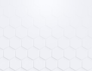 Poster - Light gray or white hexagon grid pattern with shadow or 3d effect on white. Technology, connection and data concept. High resolution full frame abstract and modern background with copy space.