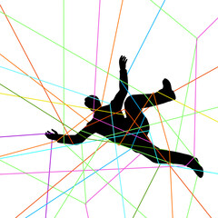 Fototapete - Editable vector illustration of a man entangled in colorful threads