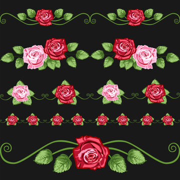 Vector retro roses elements for greetings cards, design or backgrounds. All elements are on separate layers for easy editing and color change.