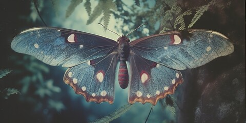 Wall Mural - AI Generated. AI Generative. photo realistic illustration of A macro of a rare beautiful lunar moth. Graphic Art