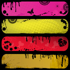 Wall Mural - Set of four grunge banners with dirty