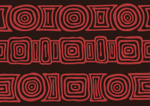 Vector pattern including ethnic Australian motive with multicolored typical elements