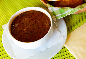 Hearty and spicy Bograc - Slovenian variety of Hungarian goulash cooked from three types of meat and potatoes