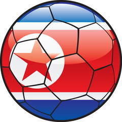 Wall Mural - fully editable illustration flag of North Korea on soccer ball