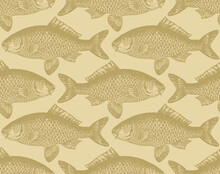 Seamless Fish Pattern, Perfectly Tile-able Both Horizontally And Vertically; Scalable And Editable Vector Illustration