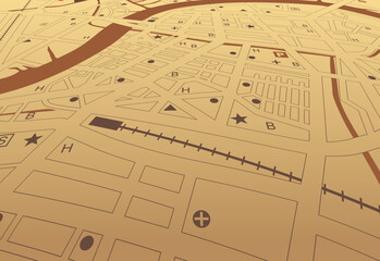 Poster - Editable vector streetmap of a generic city with no names