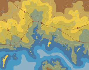 Poster - Generic editable vector map of a coastline with no names
