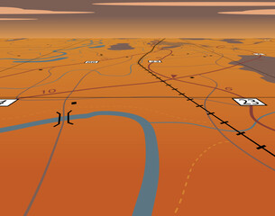 Poster - Editable vector illustration of an angled generic roadmap without names