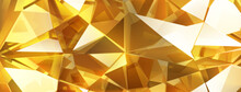 Abstract Crystal Background In Yellow Colors With Refracting Of Light And Highlights On The Facets