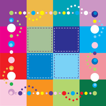 Vector Illustration of colorful squares. Patchwork, sewing, beading, party or crafting background.