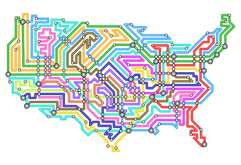 Poster - Editable vector illustrated map of the USA