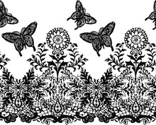 Seamless Butterfly And Plant Background Pattern