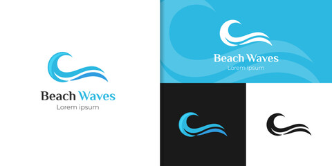 Aufkleber - ocean blue wave abstract water logo icon design element, water wave simple logo element