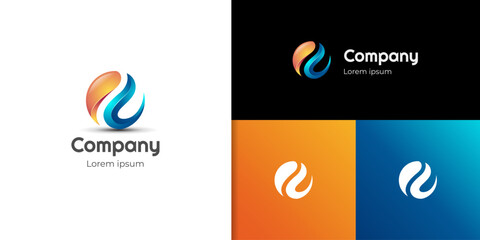 Aufkleber - Sphere Circle abstract Corporate logo design, initial letter e circle technology logo icon design