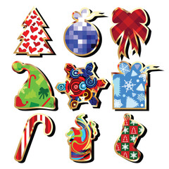 Sticker - christmas,  this  illustration may be useful  as designer work