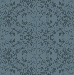  Seamless grey floral wallpaper vector illustration