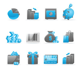 Poster - Set of 12 glossy web icons. Shopping, business and money icon set. Part 4. (see other in my portfolio)