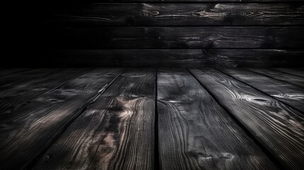 Wall Mural - Black wooden planks background. Backdrops of wooden planks. Created with Generative AI technology.