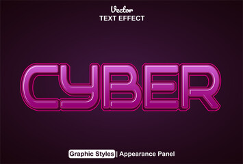 Fototapete - cyber text effect pink color graphic style and editable.