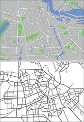 Poster - Illustration map of Amsterdam in vector.