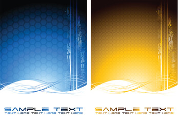 Wall Mural - Two abstract tech banners with waves (vertical position)