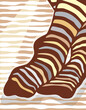Editable vector illustration of colorful stripey socks