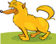 Illustration of funny shaggy yellow dog