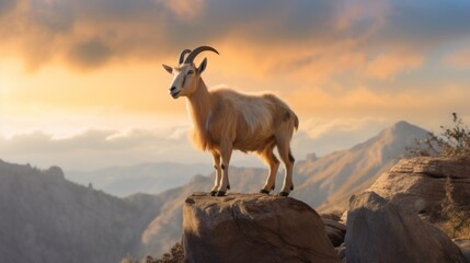 Wall Mural - mountain goat on a rock