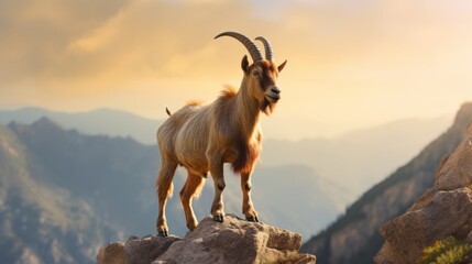 Wall Mural - mountain goat on the mountain