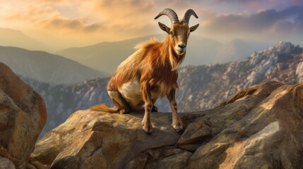 Wall Mural - mountain goat on the mountain