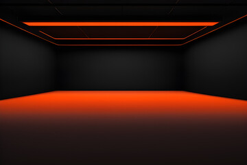 Abstract orange studio background for product presentation empty room with shadows. 3D-room with copy space