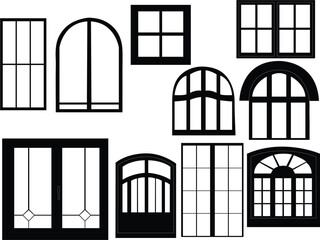 Poster - window collection silhouette - vector