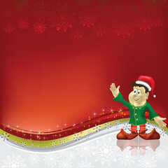 Wall Mural - christmas greeting dwarf on red background