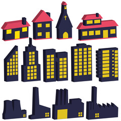 Poster - vector set of various buildings