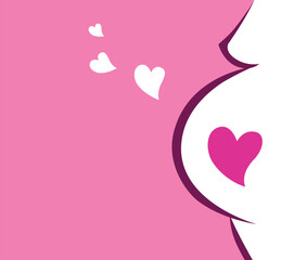 Sticker - Great expectation of baby girl! Stylized vector illustration of pregnant woman.