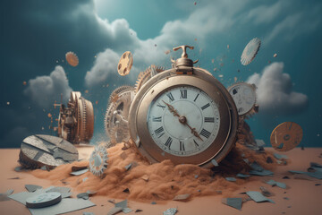 Clock background, time and life concept, generative AI