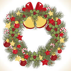 Wall Mural - Christmas wreath vector image