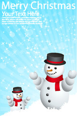 Wall Mural - illustration of christmas card with snow man