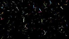 Confetti Explosion. Colorful Falling Festive Particles, Stripes. Transparency Is Embedded In Video. ProRes 4444