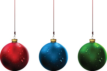 Poster - Christmas Balls with Shiny Water Drops | Vector Set