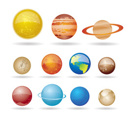 Wall Mural - planets and sun from our solar system. vector illustration.