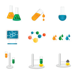 Wall Mural - illustration of laboratory icons on white background