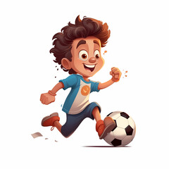 cartoon boy playing football. Generative AI