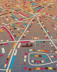 Poster - Editable vector illustration of a generic colorful street map without names