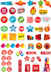 Wall Mural - Multi vector pack with various sale and promo labels.